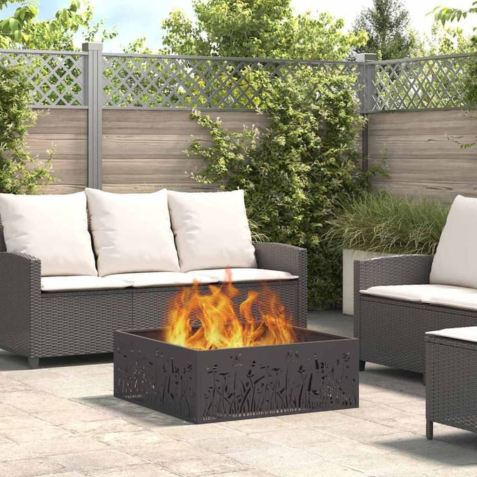 vidaXL - Vuurkom - Zwart - 80 - x - 80 - x - 30 - cm - weervast - staal