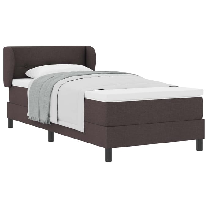 vidaXL - Boxspring - bed - met - hoofdeinde - Donkerbruin - 90 - x - 190 - cm - Stof