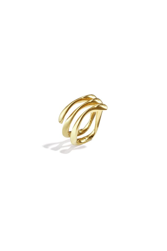 Bijoutheek Ring (Sieraad) Wavy Maat 17 Goudkleurig