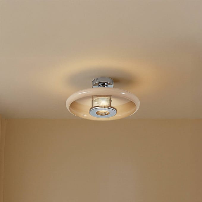 Lindby - plafondlamp - 1licht - metaal - H: 16 cm - E27 - beige