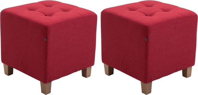 CLP Pharao Set van 2 hockers - Kruk - Vierkant - antiek-licht - rood