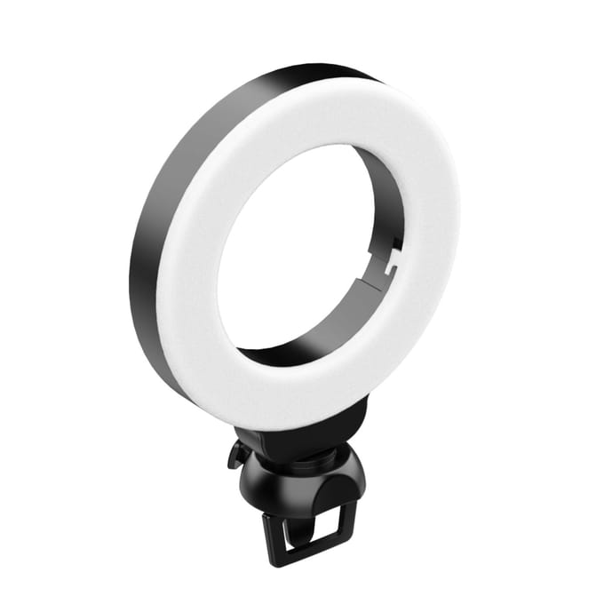 Mini 4 inch LED-ringlicht Clip-on laptop Videoconferentieverlichting 3 verlichtingsmodi 3200K-6500K Dimbaar USB-voeding zwart