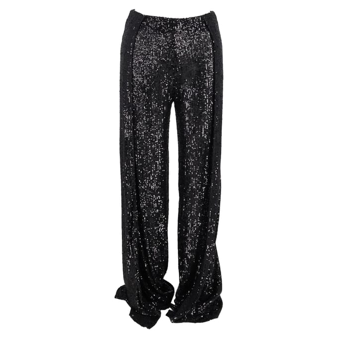 Tom Ford broek met pailletten en wijde pijpen in zwart polyester