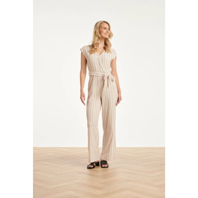 Smashed Lemon Gestreepte jumpsuit met ingeweven structuur |