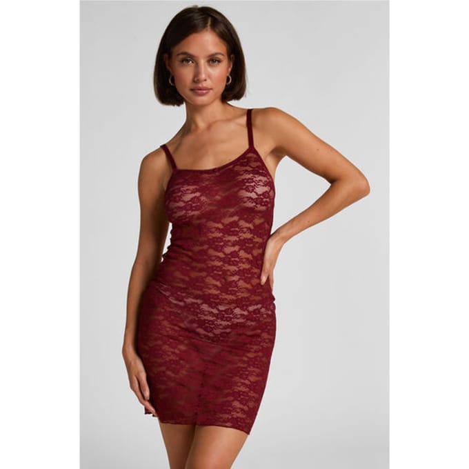 Hunkemöller Slipdress volledig Kant Rood