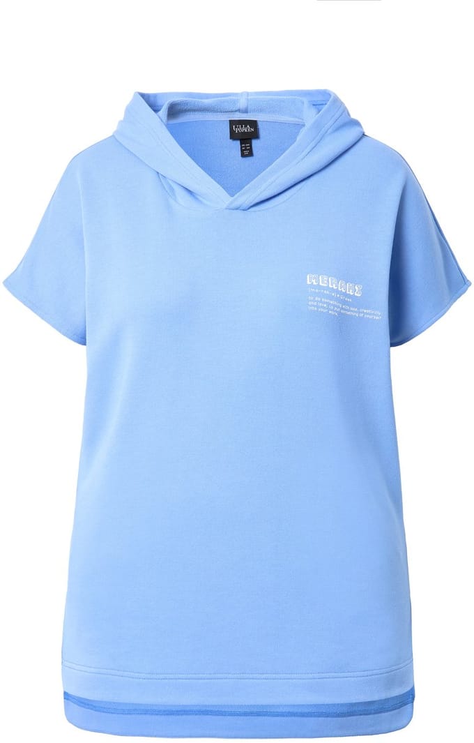 Ulla Popken - Dames - Functionele hoodie sneldrogend capuchon mouwloos - Lichtblauw - Maat 42+