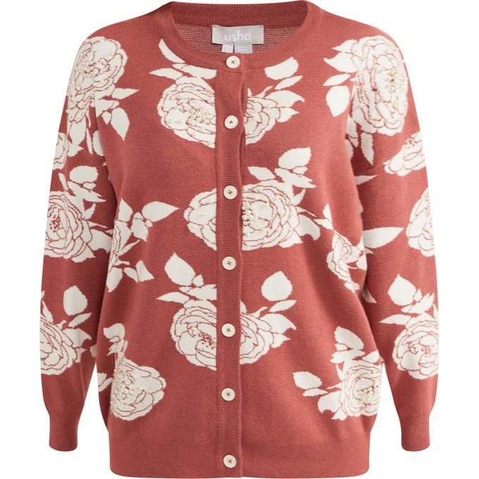 usha Vest met parels Dames Oud roze wit