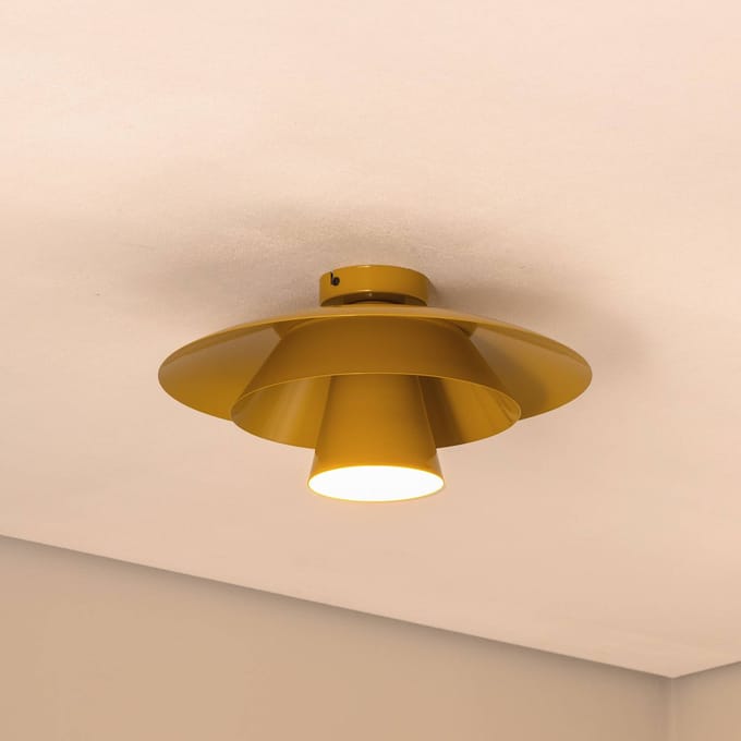 Luminex Plato plafondlamp, mosterdgeel, metaal, Ø 38 cm, E27