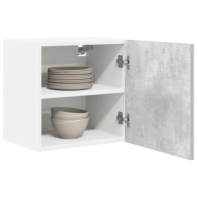 vidaXL - Hangkast - 2 - st - Beton - Grijs - en - Wit - Bewerkt - hout