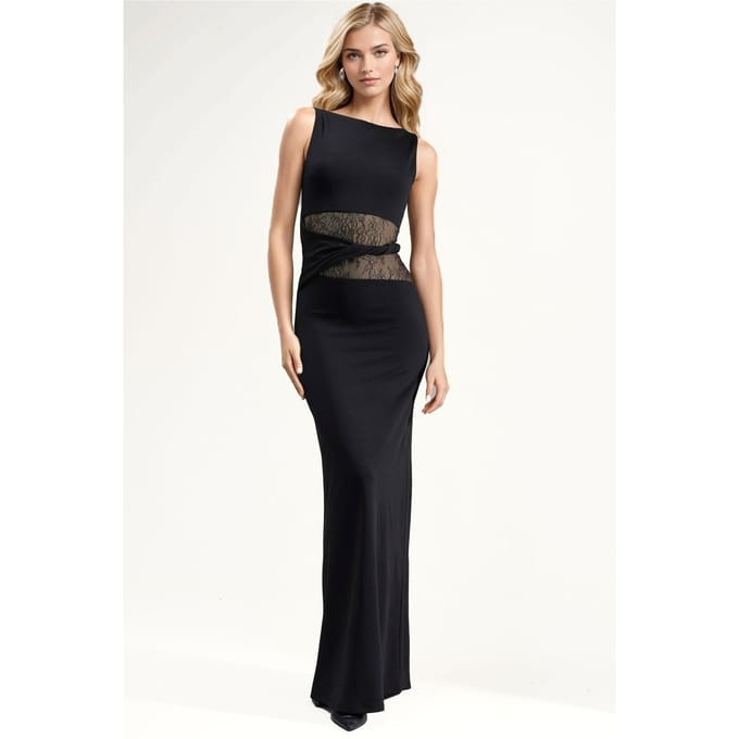 Kanten Cut-Out Gedetailleerde Maxi-jurk