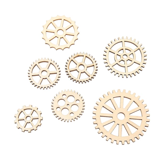 120 stuks houten tandwielversieringen, delicate lichtgewicht tandwieldecoratie, houten plakornament beige