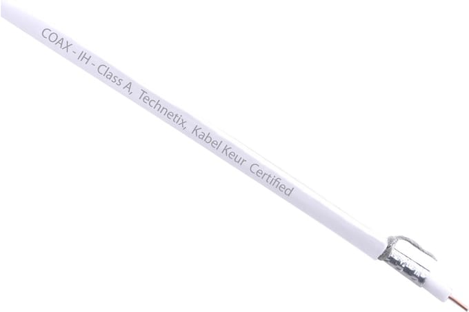 Technetix - Coax Kabel - op rol - wit - 20 meter