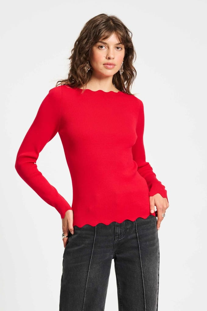 POM Amsterdam Top - Bodhi Chili Red Taglia: 44 | Maglioni a maglia Outlet | Donna | Rosso