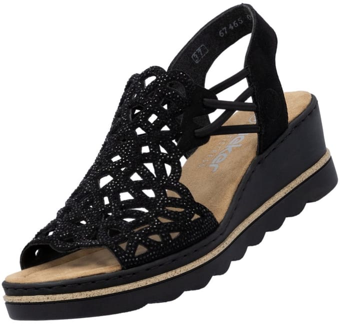 Rieker -Dames - zwart - sandalen - maat 39