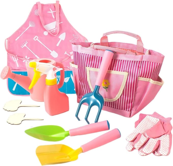 Kindertuin Set - Buitenspeelgoed Tuinieren - Kinderen Ontdekken - Splintervrije Handvatten - 22 x 19 x 12 cm - Roze