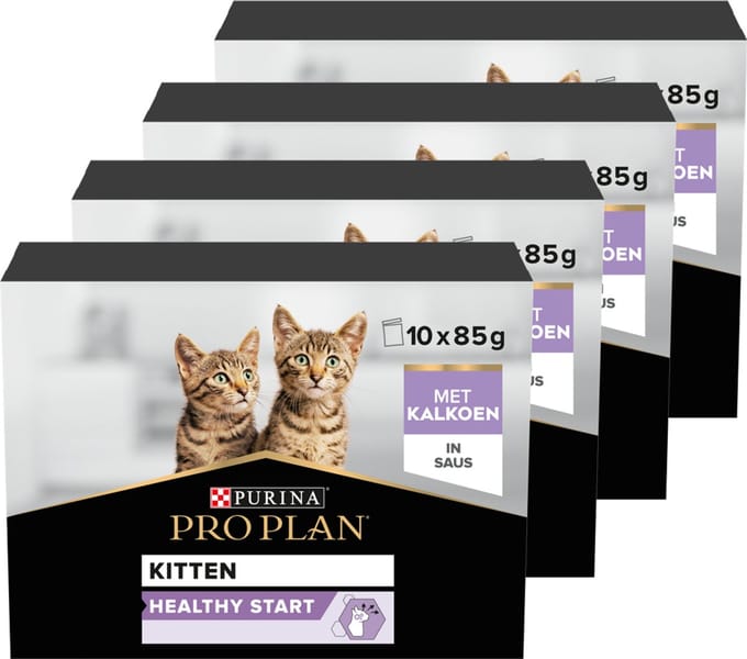 Pro Plan Kitten Healthy Start Multipack - Kattenvoer Natvoer - Kalkoen - 40x85 g