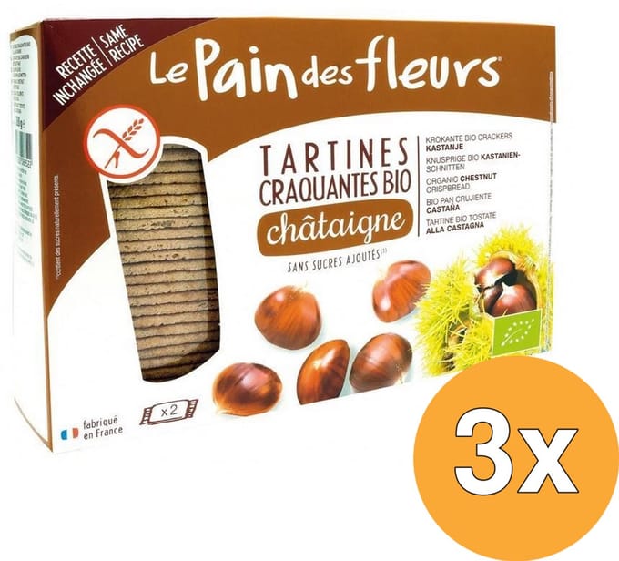 3x Le Pain Des Fleurs Tamme Kastanje Crackers Bio (300 gr)