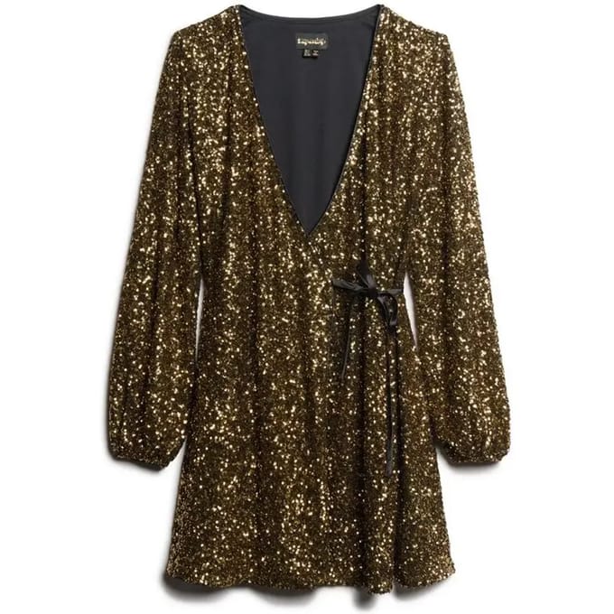 Mini-overslagjurk met pailletten Superdry