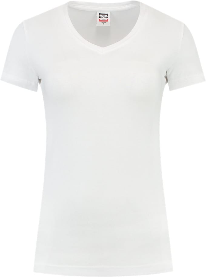 Tricorp Dames T-shirt V-hals 190 grams - Casual - 101008 - Wit - maat L