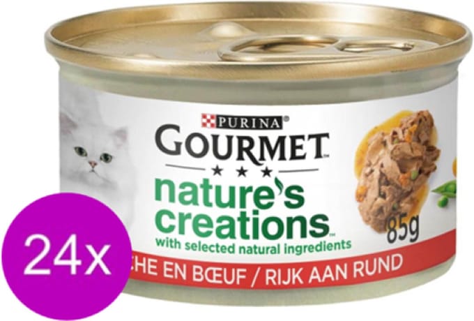 24x Gourmet - Nature's Creations Mini Filets Rund - Kattenvoer Natvoer - 85 g