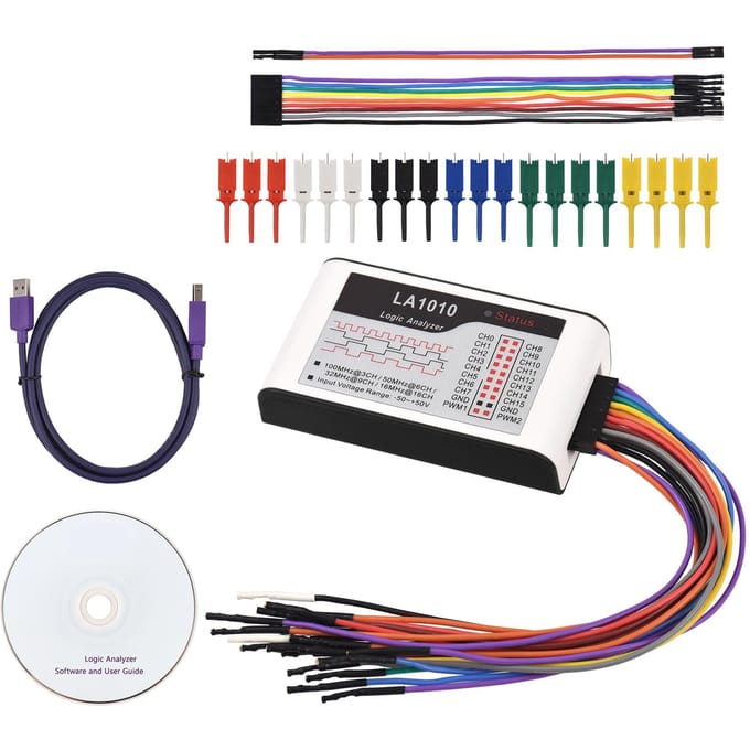 16-kanaals logische analysator USB 2.0-interface 100 MHz bemonsteringsfrequentie Ondersteunt pc-software voor timing 16 Channels grijs