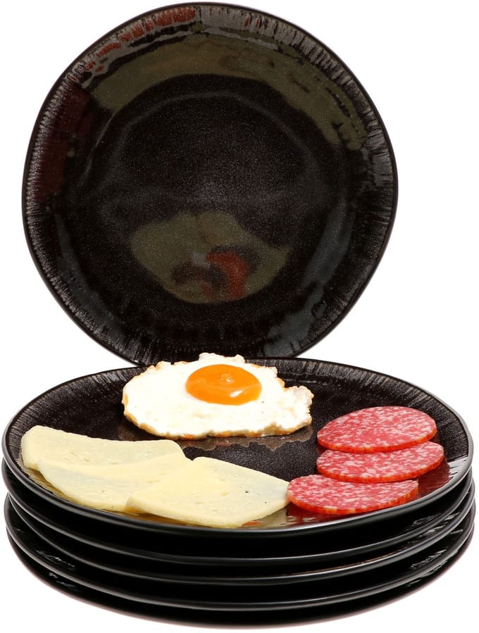 Set van 6 dinerborden Zakynthos Reactive Glaze Black - 24321876