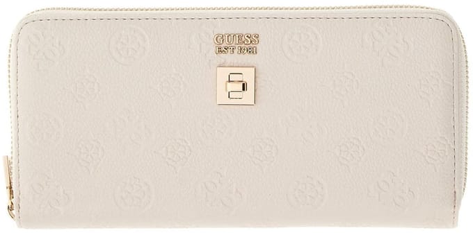 GUESS portemonnee Ella Logo SLG Zip Around Stone Logo crème