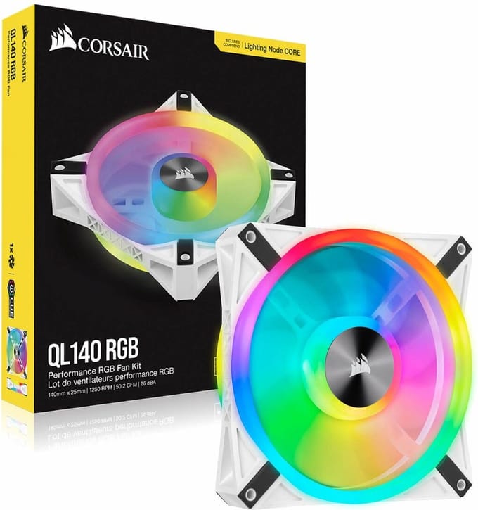 Corsair iCUE QL140 RGB - White - Case ventilator - 140mm - Wit met RGB-licht - 26 dBA