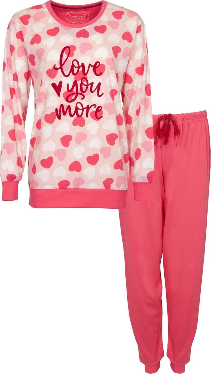 Tenderness Dames Pyjama - Love You More Tekst - Roze - Maat XXL