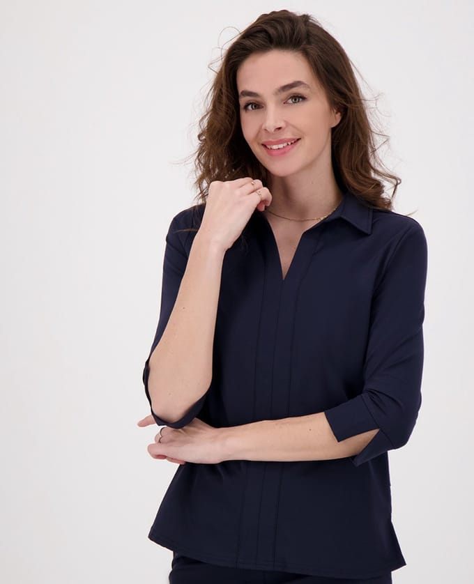 Je m'appelle Travelstof Blouse - Dames - Blauw - Maat S