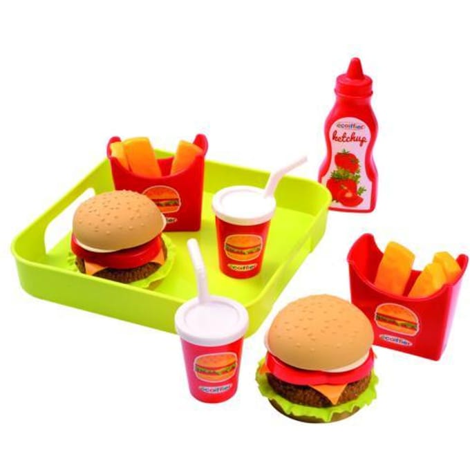 Ecoiffier 100% Chef Hamburgerset on serving tray