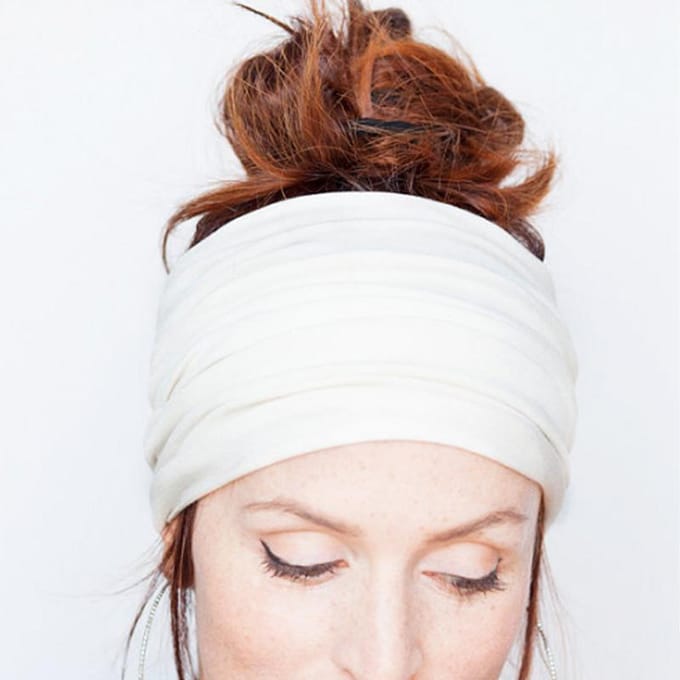 Doux femmes élastique extensible en cours d'exécution large bandeau tête enveloppement Yoga bandeau Turban LYD gris