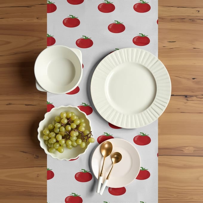 ABAKUHAUS Tafelloper 40x180 – zinoberrood/ferngroen, polyester