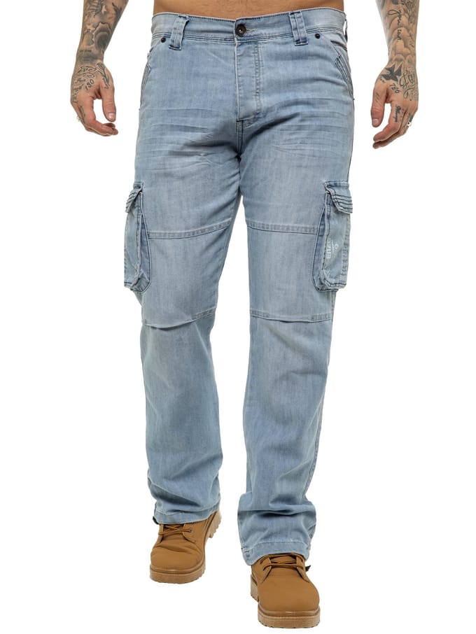 Enzo | heren Cargo Combat Jeans - Lichtblauw