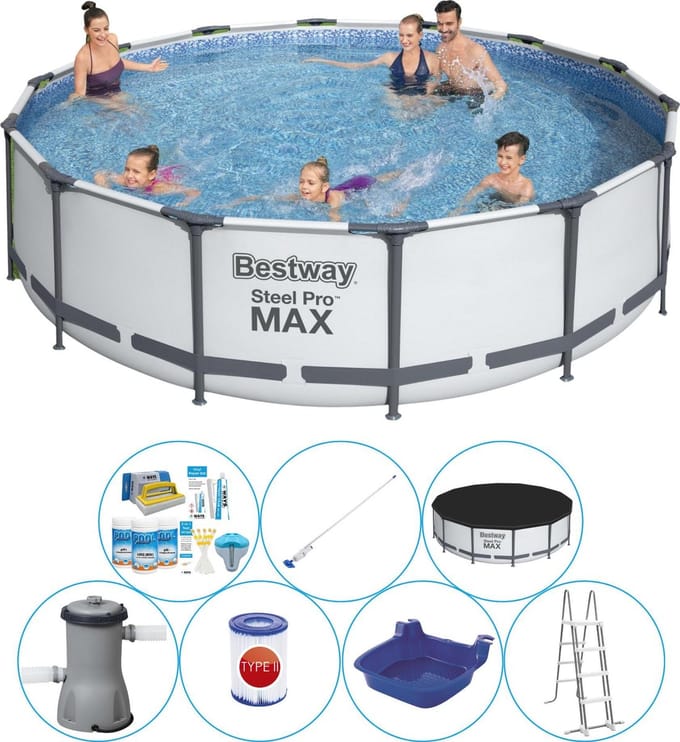 Steel Pro MAX Rond 427x107 cm - Zwembad Combinatie Deal