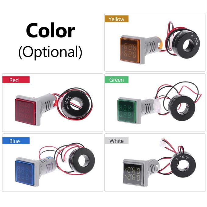 Mini Vierkante Digitale Volt-ampèremeter Voltammeter Ampèremeter Voltmeter Dubbele LED-weergave Spanning en stroom blauw