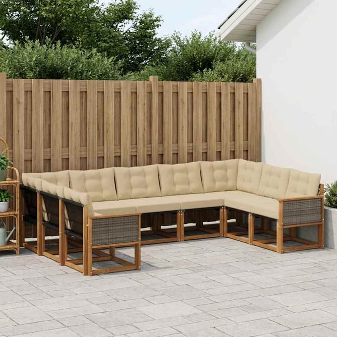 vidaXL - Buiten - bank - set - 9 - st - Natuurlijk - en - Beige