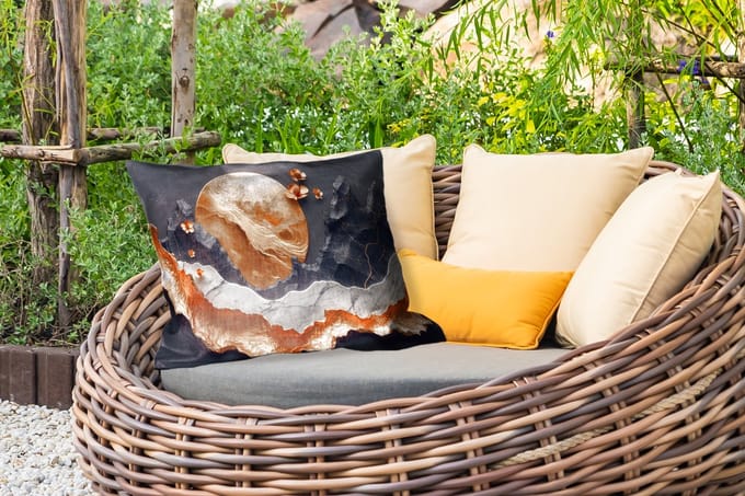 Buitenkussens - Tuin - Kunst - Goud - Modern - Abstract - 50x30 cm