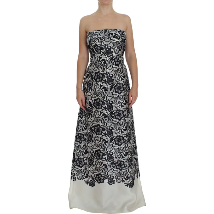 Kanten Maxi Jurk met Bloemenprint Avondjurk