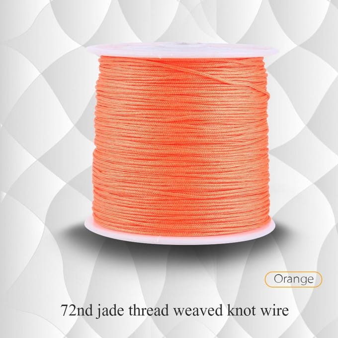 100M x 0.8mm Cordon Nylon Noeud Chinois Queue de Rat Macramé Shamballa Fil Corde Orange beige