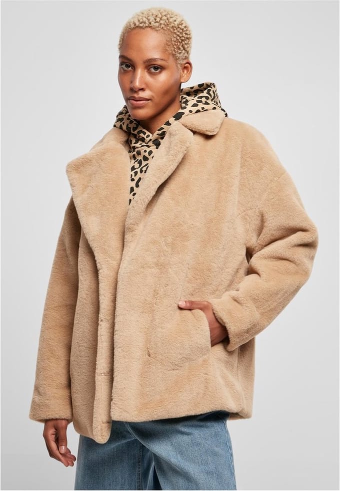 Urban Classics - Lapel Teddy Jacket - M - Beige