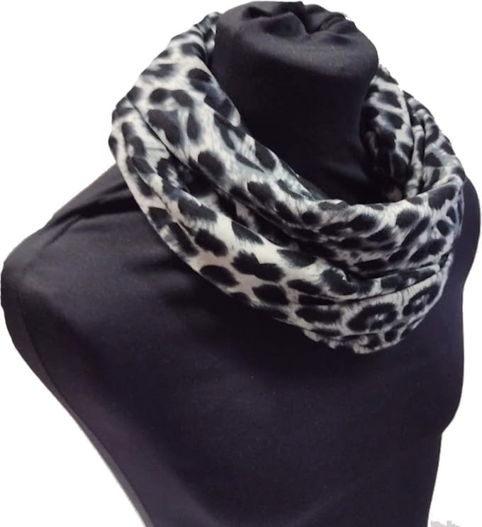 Colsjaal dames - Panterprint - Lichtblauw/Zwart - Infinity Scarf