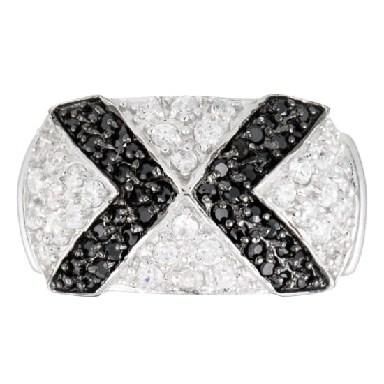 Orphelia Ring Black & White Zirconium Zilver 925 R-3237/52
