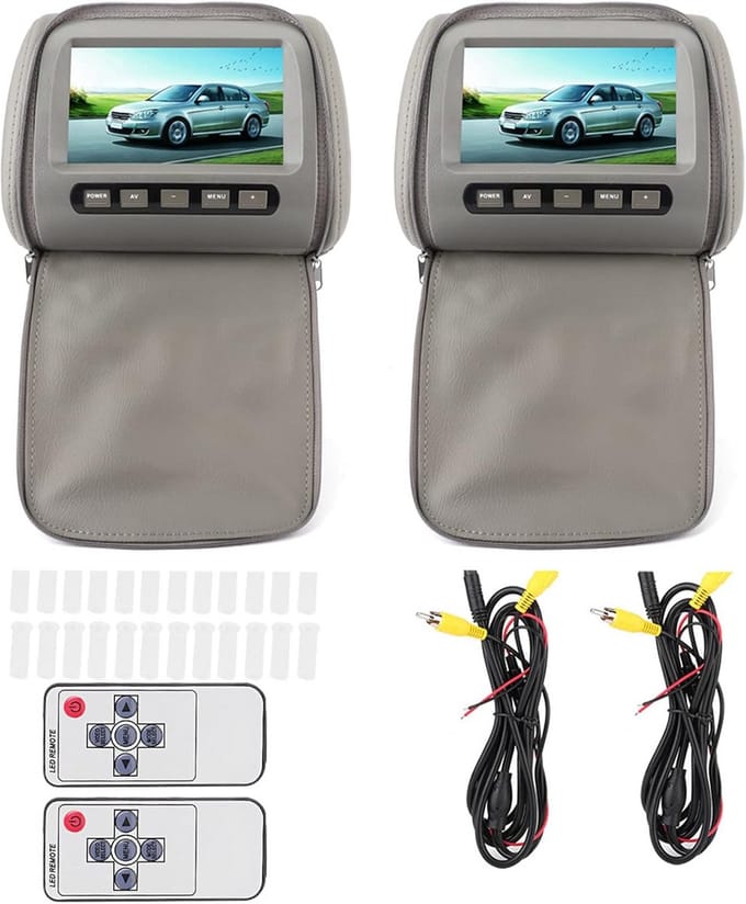 Set van 2 Draagbare Auto Hoofdsteun DVD Spelers 7 Inch HD LCD Touchscreen Entertainment