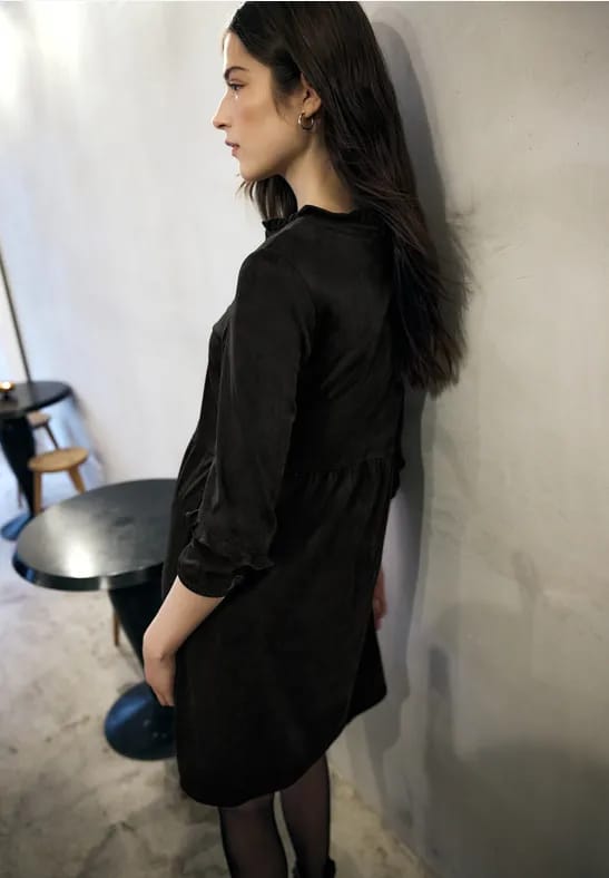 Velours jurk in tuniek-look