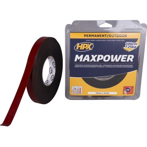 HPX Max Power Outdoor bevestigingstape - zwart 19mm x 16,5m
