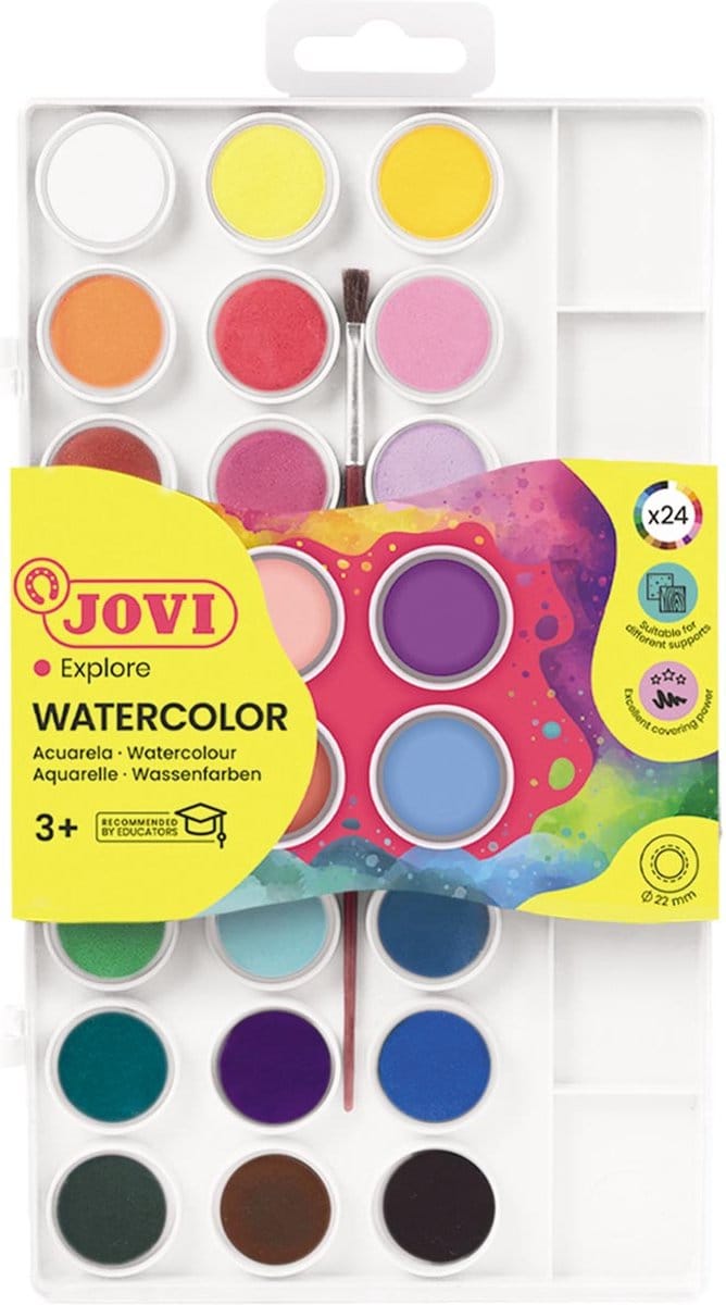 Jovi waterverf, doos met 24 napjes + penseel