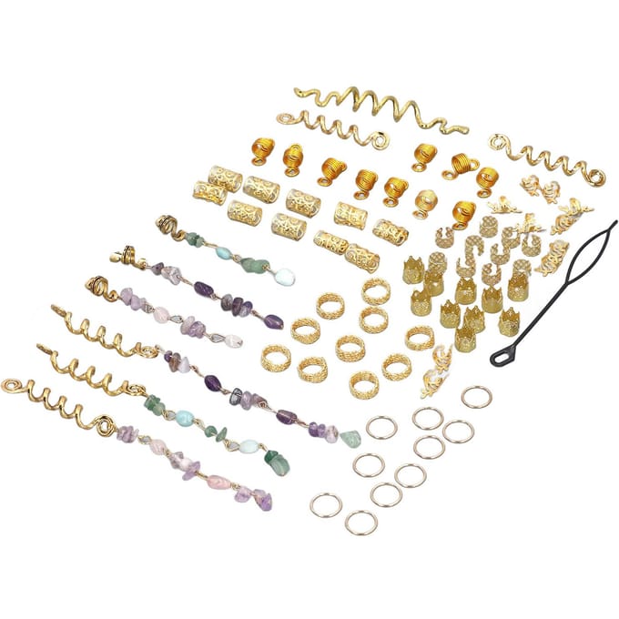 80 pièces Accessoires pour Tresses Dreadlocks Multifonctionnels Strass Cristal Accessoires Dreadlocks beige