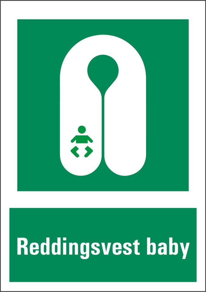 Reddingsvest baby sticker met tekst 297 x 420 mm