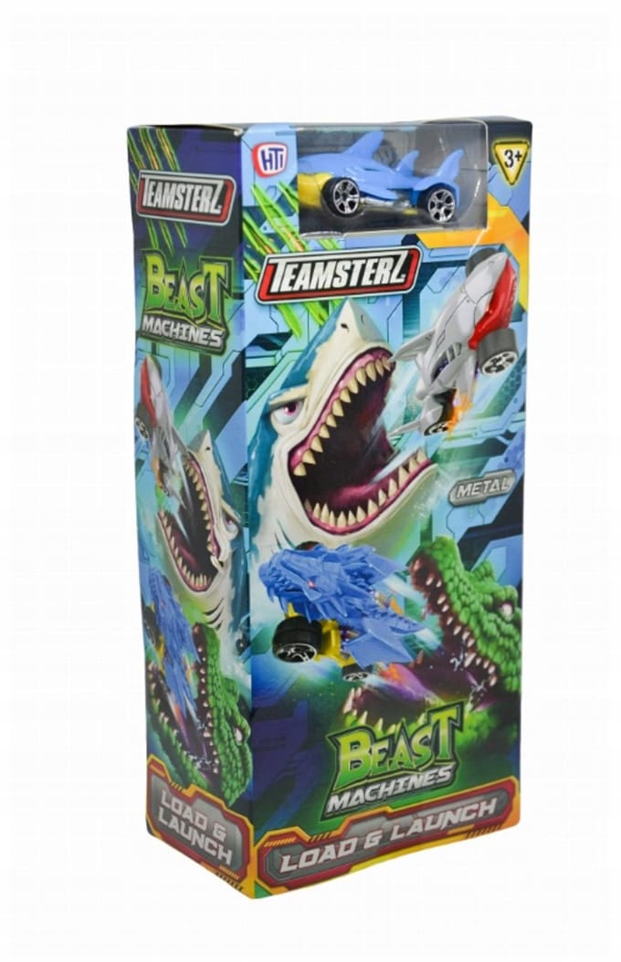 Teamsterz Beast Machine Speelgoedauto met Haai Lanceerder - Blauw